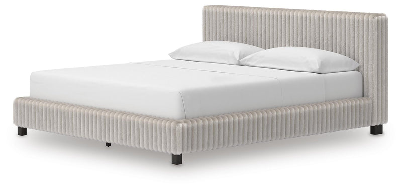 Zuraleus California King Upholstered Bed, Chest and  Nightstand in White - PKG022857