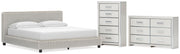 Zuraleus California King Upholstered Bed, Dresser and Chest in White - PKG022856
