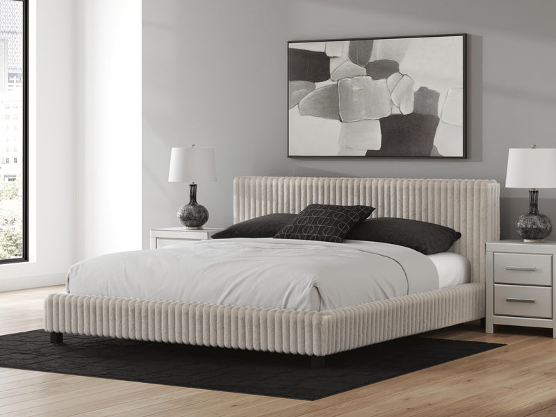 Zuraleus California King Upholstered Bed, Dresser and Mirror in White - PKG022855
