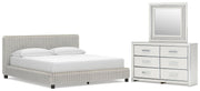 Zuraleus California King Upholstered Bed, Dresser and Mirror in White - PKG022855