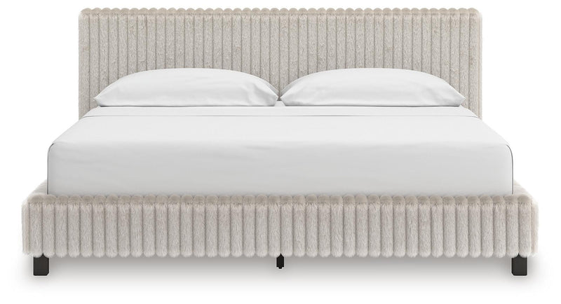 Zuraleus California King Upholstered Bed, Dresser and Nightstand in White - PKG022862