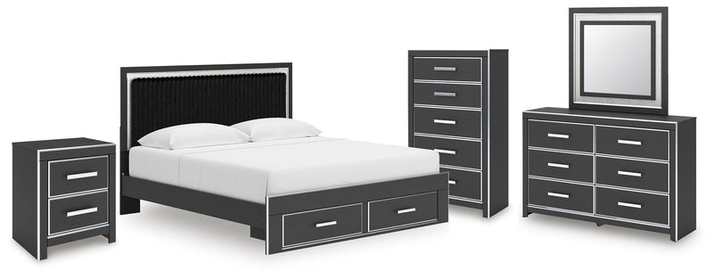 Zuraleus King Storage Bed, Dresser, Mirror, Chest and Nightstand - PCB3380B20