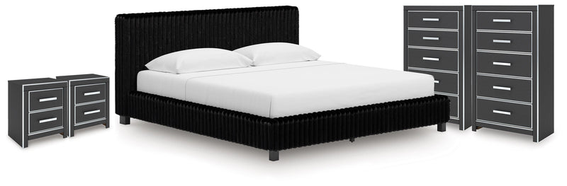 Zuraleus King Upholstered Bed, 2 Chests and 2 Nightstands - PCB3380B24