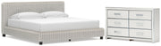 Zuraleus King Upholstered Bed and Dresser in White - PKG022853