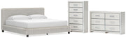 Zuraleus King Upholstered Bed, Dresser and Chest in White - PKG022848