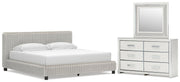 Zuraleus King Upholstered Bed, Dresser and Mirror in White - PKG022847