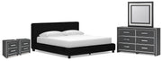 Zuraleus King Upholstered Bed, Dresser, Mirror and 2 Nightstands - PCB3380B23