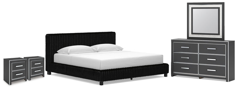 Zuraleus King Upholstered Bed, Dresser, Mirror and 2 Nightstands - PCB3380B23