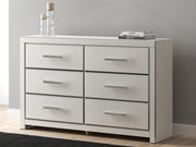 Zuraleus King Upholstered Panel Bed and Dresser in White - PKG022837