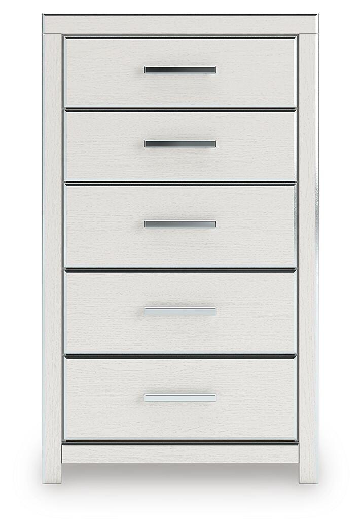 Zuraleus King Upholstered Panel Bed, Chest and  Nightstand in White - PKG022833