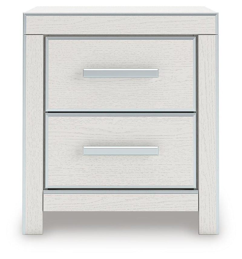 Zuraleus King Upholstered Panel Bed, Chest and  Nightstand in White - PKG022833
