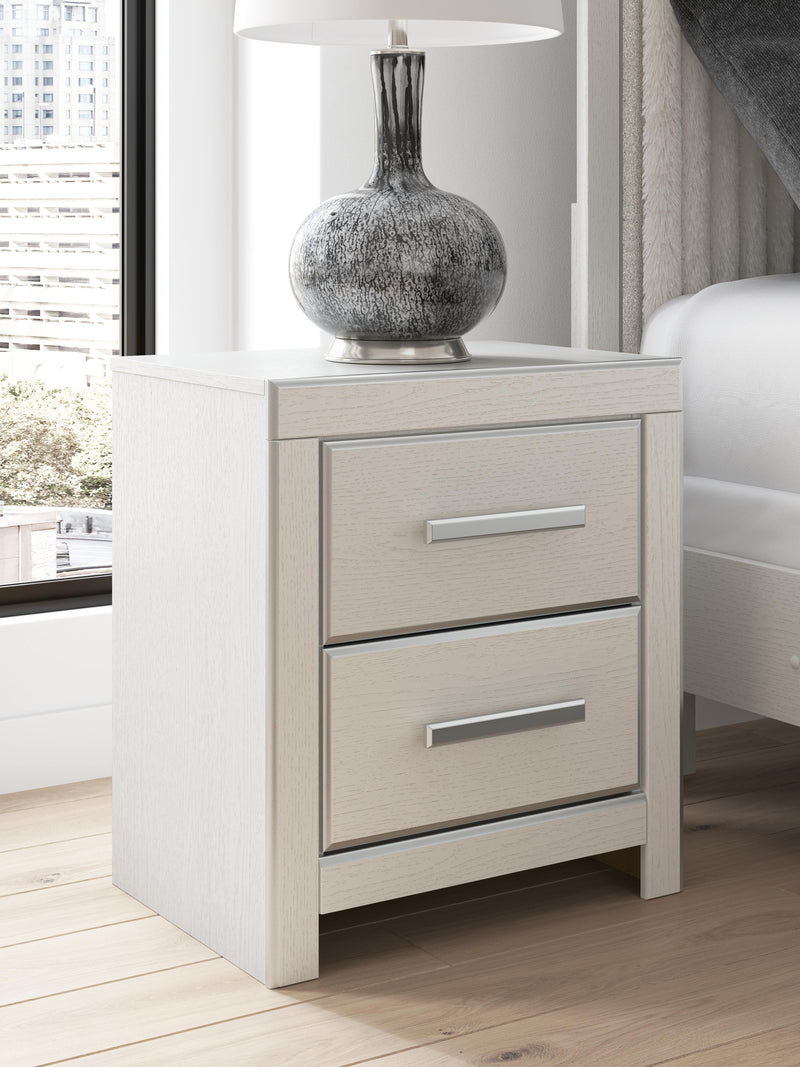 Zuraleus King Upholstered Panel Bed, Chest and  Nightstand in White - PKG022833