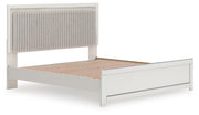 Zuraleus King Upholstered Panel Platform Bed, Chest and  Nightstand in White - PKG022817