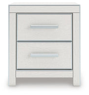 Zuraleus King Upholstered Panel Platform Bed, Chest and  Nightstand in White - PKG022817