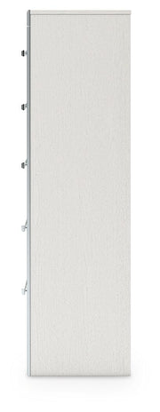 Zuraleus King Upholstered Panel Platform Bed, Chest and  Nightstand in White - PKG022817