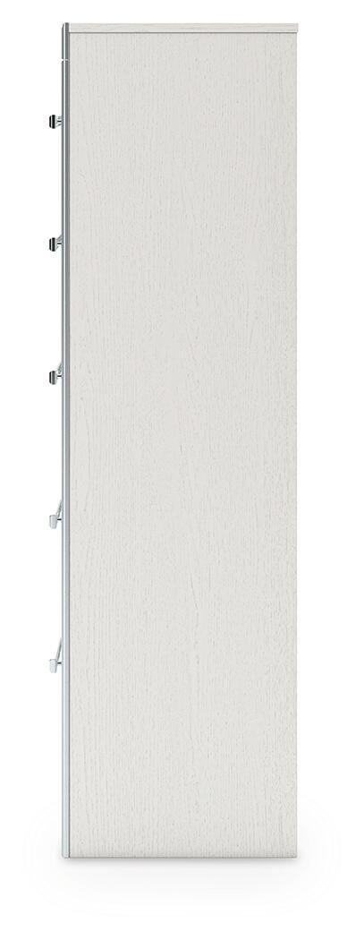 Zuraleus King Upholstered Panel Platform Bed, Chest and  Nightstand in White - PKG022817