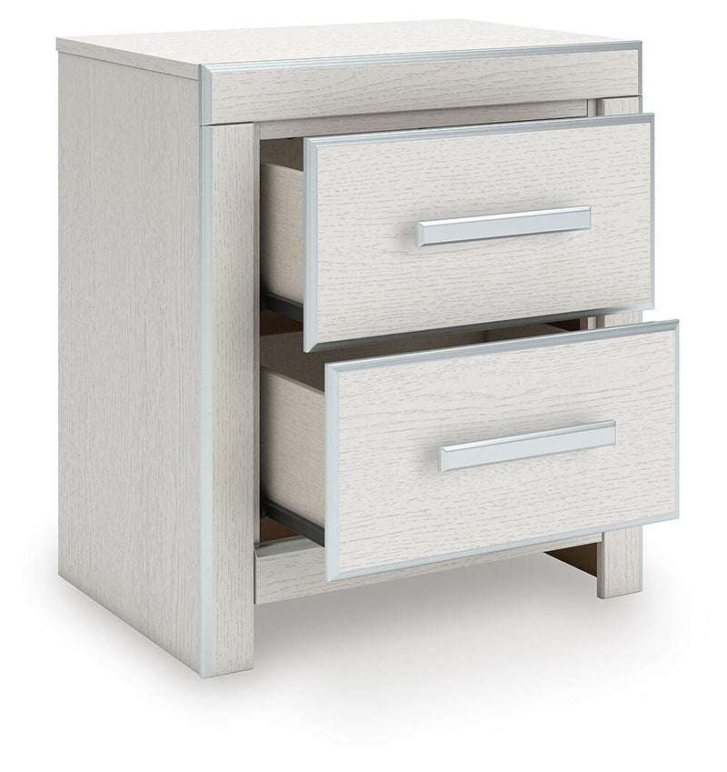 Zuraleus King Upholstered Panel Platform Bed, Dresser, Mirror and Nightstand in White - PKG022818