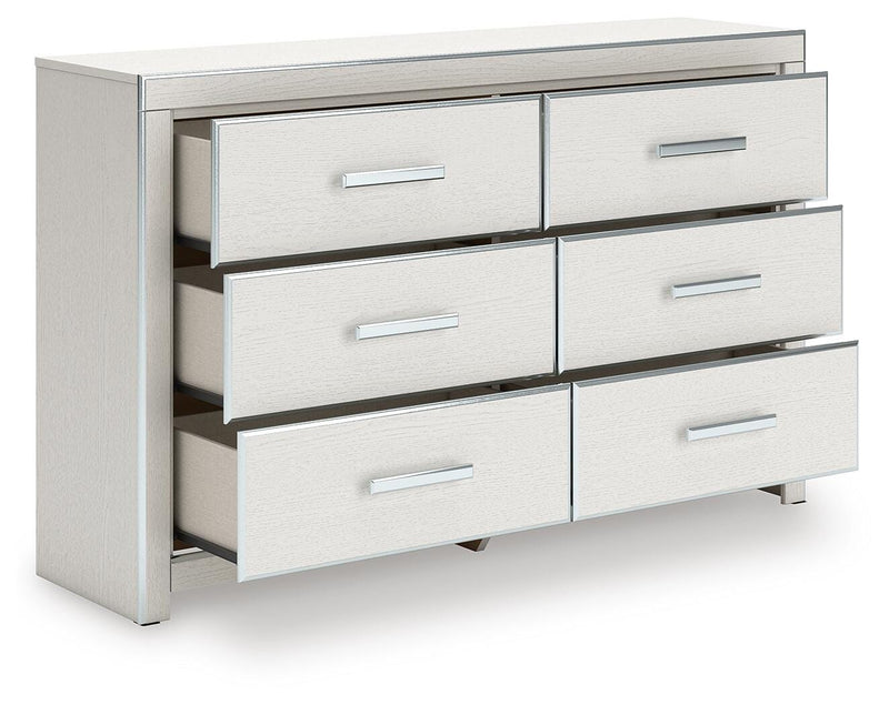 Zuraleus King Upholstered Panel Platform Storage Bed and Dresser in White - PKG022829