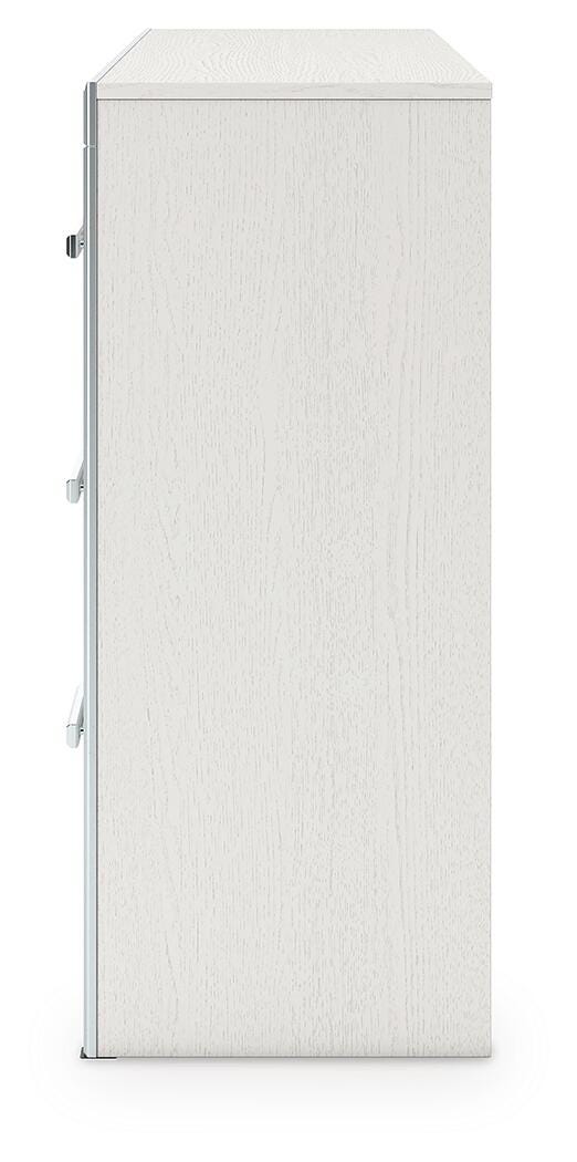 Zuraleus King Upholstered Panel Platform Storage Bed and Dresser in White - PKG022829