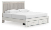 Zuraleus King Upholstered Panel Platform Storage Bed, Chest and  Nightstand in White - PKG022825