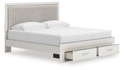 Zuraleus King Upholstered Panel Platform Storage Bed, Chest and  Nightstand in White - PKG022825