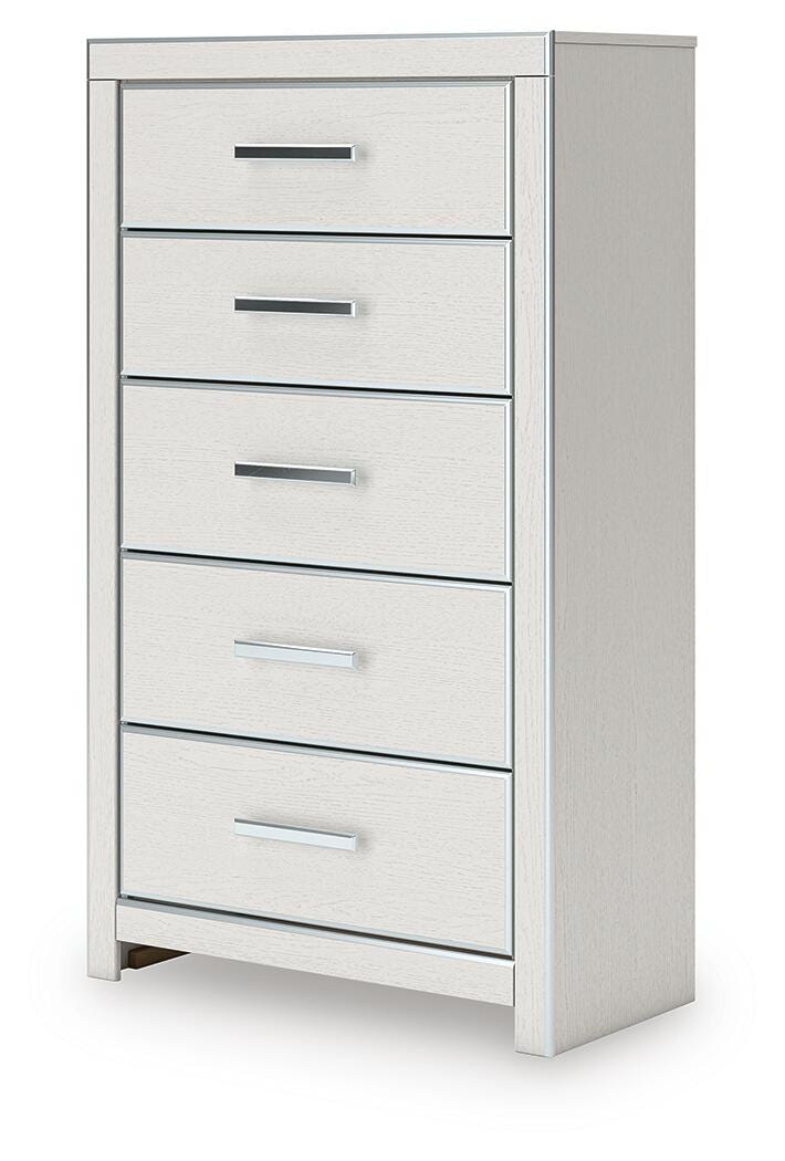 Zuraleus King Upholstered Panel Platform Storage Bed, Chest and  Nightstand in White - PKG022825