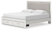 Zuraleus King Upholstered Panel Platform Storage Bed, Dresser and Chest in White - PKG022824