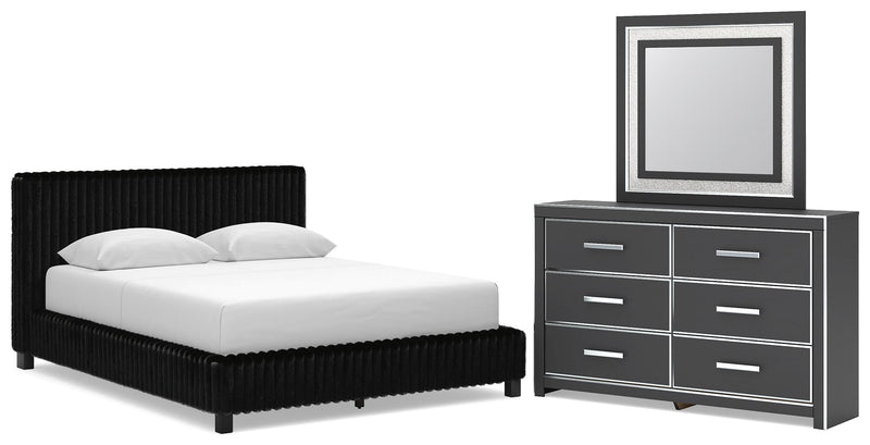 Zuraleus Queen Upholstered Bed, Dresser and Mirror - PCB3380B9