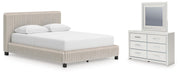 Zuraleus Queen Upholstered Bed, Dresser and Mirror - PCB3381B12