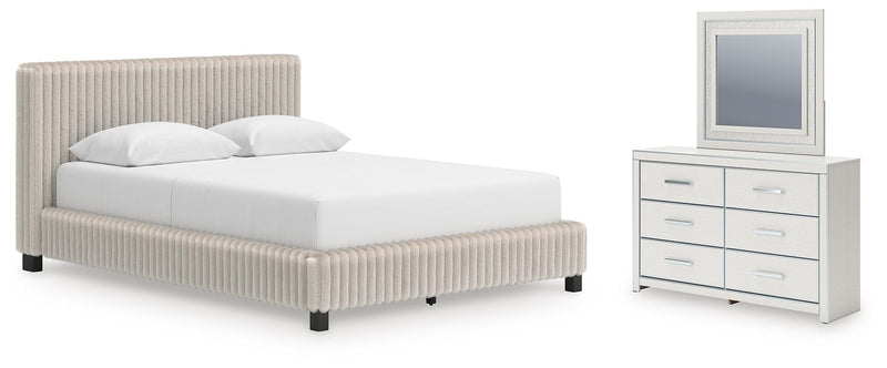 Zuraleus Queen Upholstered Bed, Dresser and Mirror - PCB3381B12