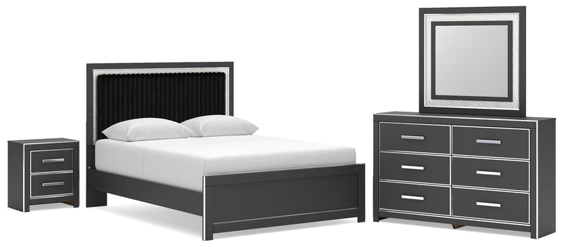 Zuraleus Queen Upholstered Bed, Dresser, Mirror and Nightstand - PCB3380B21