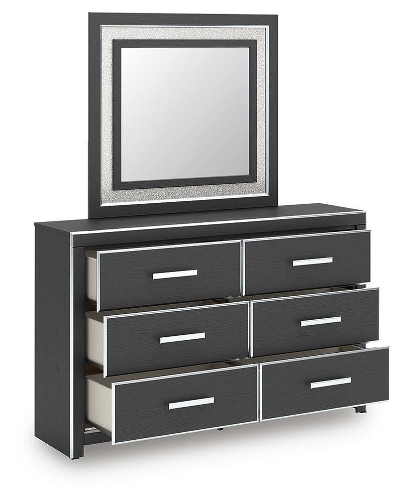 Zuraleus Queen Upholstered Panel Bed, Dresser and Mirror - PCB3380B7