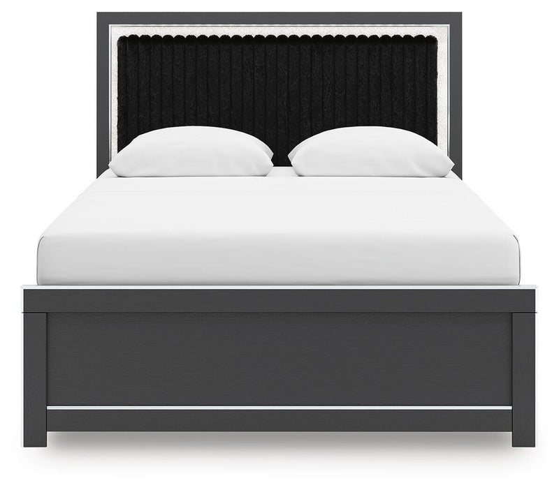 Zuraleus Queen Upholstered Panel Bed, Dresser and Mirror - PCB3380B7