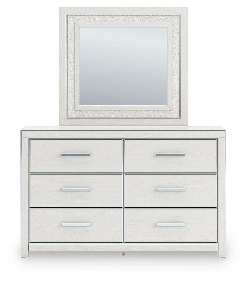 Zuraleus Queen Upholstered Panel Bed, Dresser and Mirror - PCB3381B7