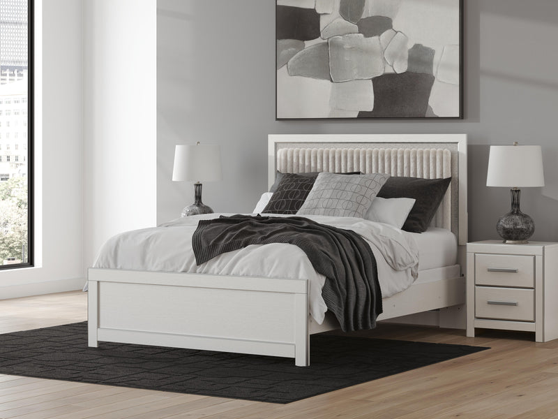 Zuraleus Queen Upholstered Panel Bed, Dresser and Mirror - PCB3381B7