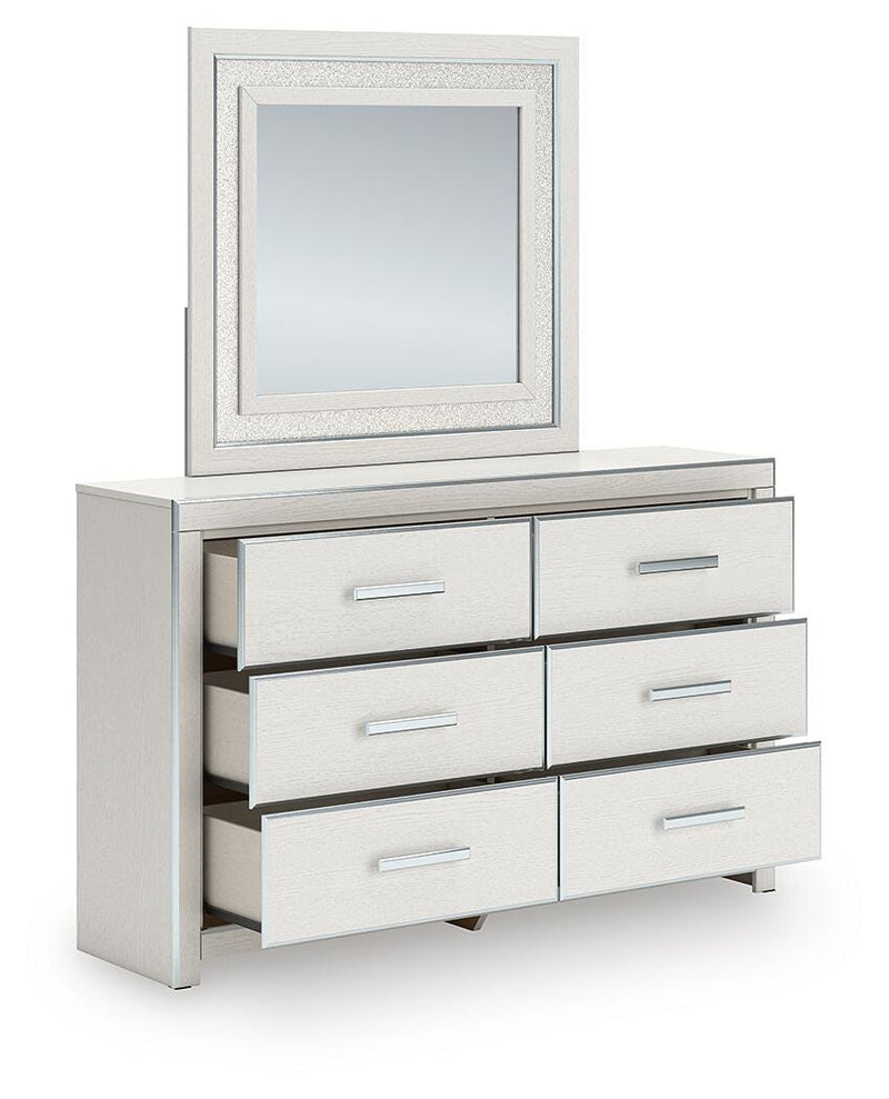 Zuraleus Queen Upholstered Panel Bed, Dresser and Mirror - PCB3381B7