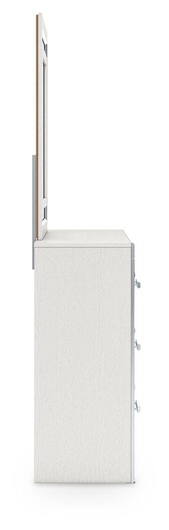 Zuraleus Queen Upholstered Panel Bed, Dresser and Mirror - PCB3381B7