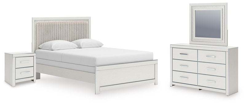 Zuraleus Queen Upholstered Panel Bed, Dresser, Mirror and Nightstand - PCB3381B16