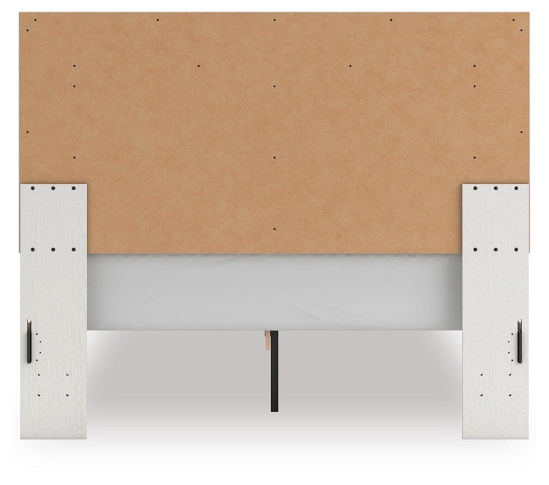 Zuraleus Queen Upholstered Panel Platform Bed, Dresser and Chest in White - PKG022792