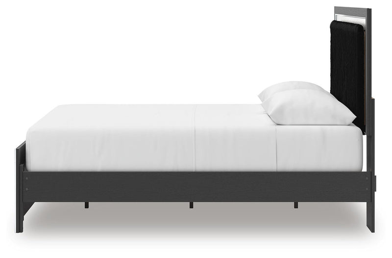 Zuraleus Queen Upholstered Panel Platform Bed, Dresser and Mirror - PCB3380B3