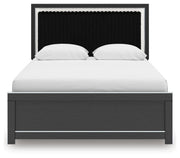 Zuraleus Queen Upholstered Panel Platform Bed, Dresser and Mirror - PCB3380B3