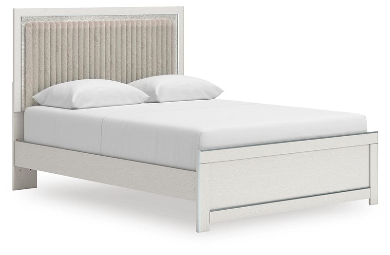 Zuraleus Queen Upholstered Panel Platform Bed, Dresser and Mirror - PCB3381B3