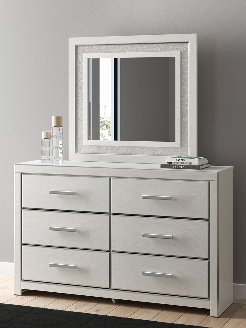 Zuraleus Queen Upholstered Panel Platform Bed, Dresser and Mirror - PCB3381B3