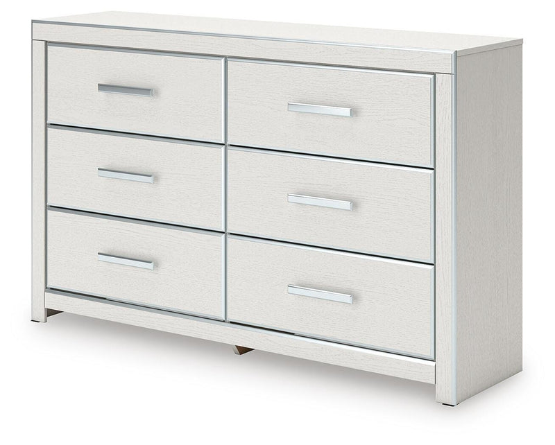 Zuraleus Queen Upholstered Panel Platform Storage Bed and Dresser in White - PKG022805