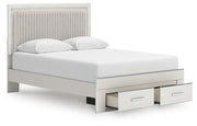 Zuraleus Queen Upholstered Panel Platform Storage Bed, Chest and  Nightstand in White - PKG022801