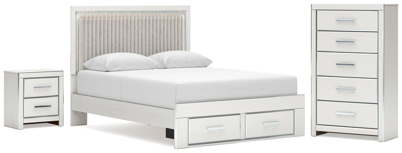 Zuraleus Queen Upholstered Panel Platform Storage Bed, Chest and  Nightstand in White - PKG022801