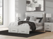 Zuraleus Queen Upholstered Panel Platform Storage Bed, Chest and  Nightstand in White - PKG022801