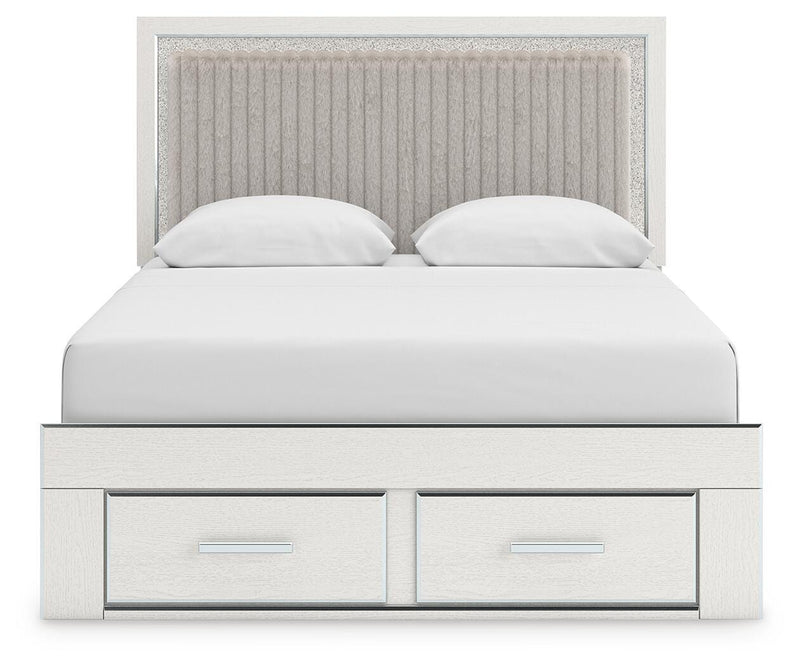 Zuraleus Queen Upholstered Panel Platform Storage Bed, Chest and  Nightstand in White - PKG022801