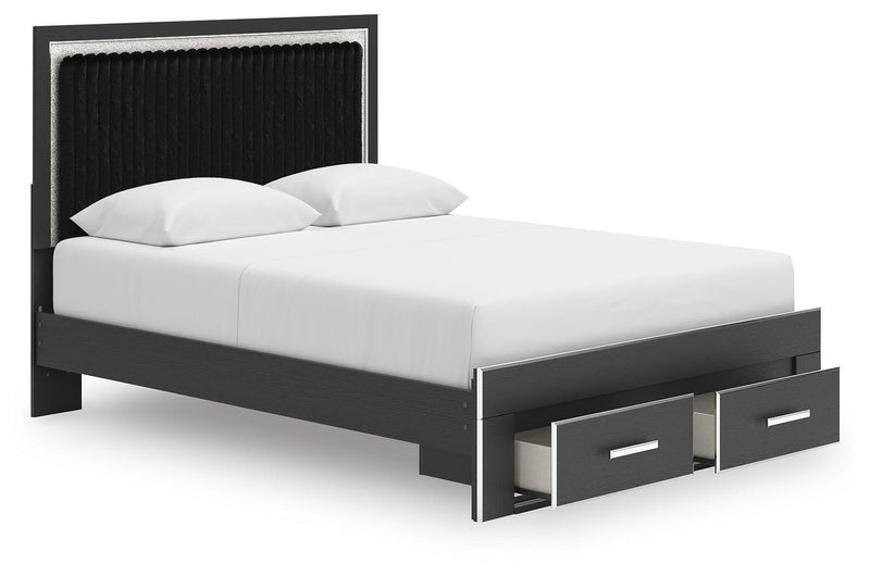 Zuraleus Queen Upholstered Panel Platform Storage Bed, Dresser and Mirror - PCB3380B5