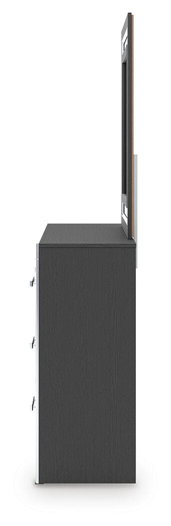 Zuraleus Queen Upholstered Panel Platform Storage Bed, Dresser and Mirror - PCB3380B5